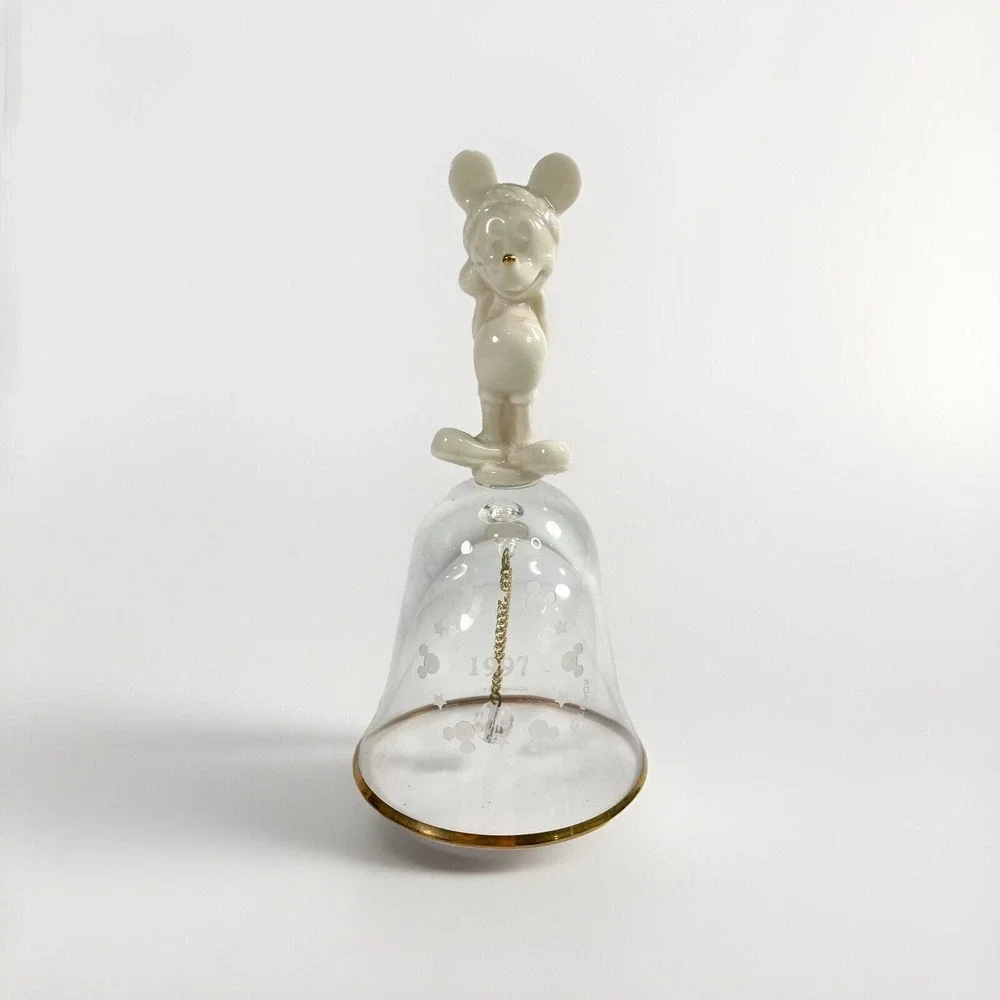 Disney Lenox 1997 Mickey Mouse Clear Etched Bell Stocking Cap Hat with Gift
